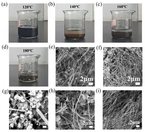 图3：不同条件下 MnO₂纳米线图像