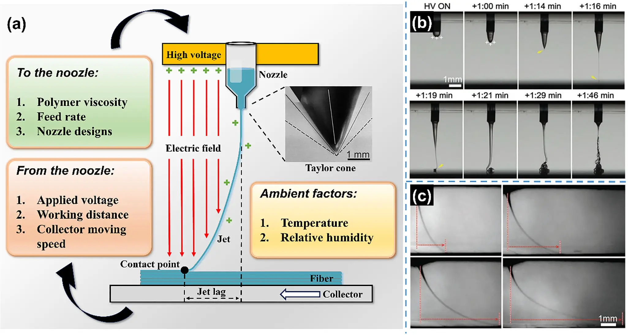 图3：EHD直写的工作原理与影响参数